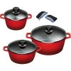 KING Aluguss Kochtopfset 3/6-teilig Inklusive Henkelpads Rot