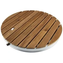 @tec Garten-Bodendusche Aus Teak-Holz, Rund