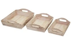 3er Set Tablett MCW-C50, Serviertablett Holztablett Frühstückstablett Dekotablett, Shabby-Look Vintage ~ Naturbraun -KALDEWEI-Shop 1975736002 prod 003