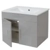 Waschbecken + Unterschrank MCW-D16, Waschbecken Waschtisch, Hochglanz 60cm ~ Grau