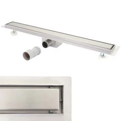 Duschrinne MCW-D94d, Bodenablauf Abflussrinne Duschablauf, Edelstahl Siphon 50-120cm ~ 100cm