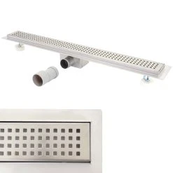 Duschrinne MCW-D94b, Bodenablauf Abflussrinne Duschablauf, Edelstahl Siphon 50-120cm ~ 50cm