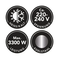 MAXXMEE Warm- & Kaltwasserarmatur Edelstahl 3600W Chrom/schwarz Inkl. 2 Aufsätze -KALDEWEI-Shop 2188576000 prod 005