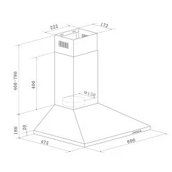 Respekta Kaminhaube, 60 Cm CH 22058 IXB Edelstahl -KALDEWEI-Shop 2208355000 prod 002