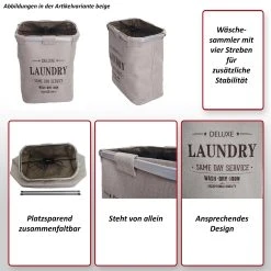 Wäschesammler MCW-C34, Laundry Wäschebox Wäschekorb Wäschebehälter Mit Netz, 1 Fach 56x49x30cm 82l ~ Beige -KALDEWEI-Shop 2365915000 prod 002