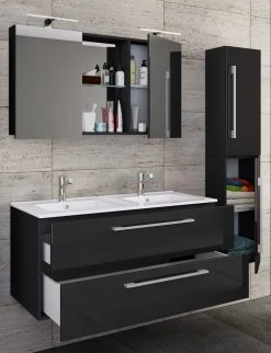 VCM 4-tlg. Doppel Waschplatz 2 Waschtisch Badmöbel Set Waschbecken Budasi SC -KALDEWEI-Shop 8600043100 917554 prod 003