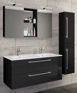 VCM 4-tlg. Doppel Waschplatz 2 Waschtisch Badmöbel Set Waschbecken Budasi SC -KALDEWEI-Shop 8600043100 917554 prod 004