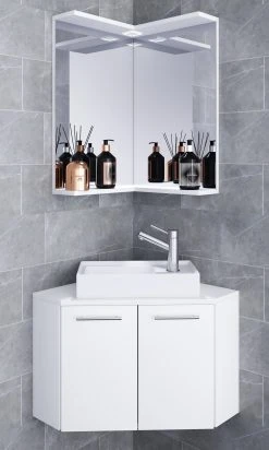 VCM 3-tlg Badmöbel Set Gäste WC Gästebad Waschplatz Waschtisch Klein Ecke Vilosa -KALDEWEI-Shop 8600043100 917883 prod 003