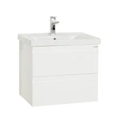 VCM 2-tlg. Waschplatz Waschtisch 60 Cm Badmöbel Set Waschbecken Grifflose Schublade Silora L