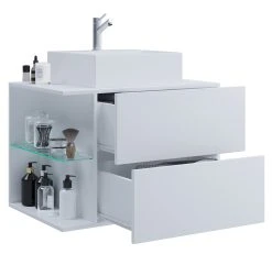 VCM 2-tlg. Waschplatz Waschtisch Badmöbel Set Waschbecken Hausa M Schublade