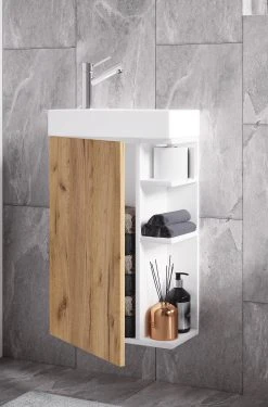 VCM 2-tlg Badmöbel Set Gäste WC Gästebad Waschplatz Waschtisch Klein Schmal Lumia -KALDEWEI-Shop 8600043100 919002 prod 003