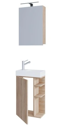 VCM 3-tlg Badmöbel Set Gäste WC Gästebad Waschplatz Waschtisch Klein Schmal Lumia Spiegelschrank -KALDEWEI-Shop 8600043100 919008 prod 002