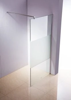 CLP Edelstahl-Duschabtrennung, NANO Glas, Haltestange: RUND (bis Zu 3 Glasfarben Und 20 Größen Wählbar)