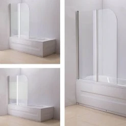 CLP NANO Duschabtrennung Für Die Badewanne Anschlag Links | Faltbarer Badewannenaufsatz Aus Sicherheisglas | 2 Teilige Duschwand