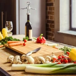 Dunedesign Bambus Schneidebrett - 49x37x8 Cm Mit Edelstahl Auffangschale - Holz Brett Natur -KALDEWEI-Shop 8600295800 11638 prod 004