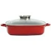 SSW Berlin SSW Crispy Induction Schmorbräter Mit Aroma-Glasdeckel, Aluminium, 4l, Rot