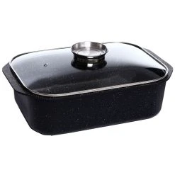 SSW Berlin SSW Gusto Schlemmerbräter Mit Aroma-Glasdeckel, Aluminium, 7l, Natura