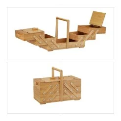 Relaxdays Nähkästchen Bambus XXL Viele Fächer -KALDEWEI-Shop 8600323900 100222210 prod 005