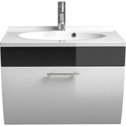 Posseik Waschplatz Salona Anthrazit Weiß Waschtisch Mineralguss-Waschbecken