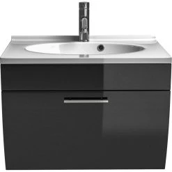 Posseik Waschplatz Salona Anthrazit Waschtisch Inkl. Mineralguss-Waschbecken