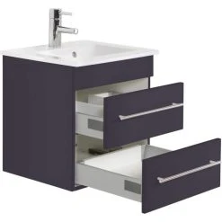 Badmöbel Inkl. Villeroy & Boch Waschbecken Venticello 50cm Anthrazit Seidenglanz