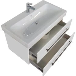 Badmöbel Inkl. KERAMAG Waschbecken Icon 90cm Unterschrank Weiß Hochglanz