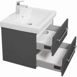 Badmöbel Inkl. Villeroy & Boch Waschbecken Subway 2.0 60cm Anthrazit Seidenglanz