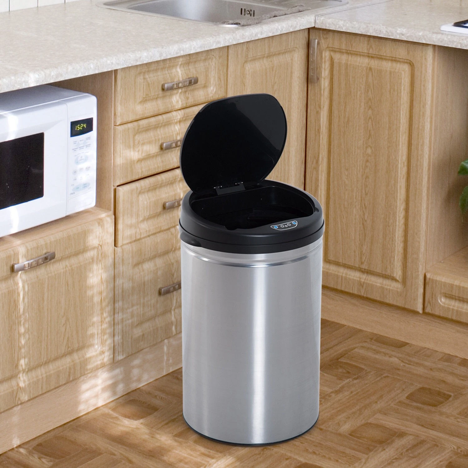 HOMCOM Abfalleimer Mit IR Sensor Und Inneneimer Silber 30,5 X 30,5 X 55,5 Cm (LxBxH) | Auomatik Mülleimer Kücheneimer Mit Sensor Abfall 6 HOMCOM Abfalleimer Mit IR Sensor Und Inneneimer Silber 30,5 X 30,5 X 55,5 Cm (LxBxH) | Auomatik Mülleimer Kücheneimer Mit Sensor Abfall – Bild 4