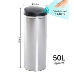 HOMCOM Abfalleimer Mit IR Sensor Und Inneneimer Silber 30,5 X 30,5 X 85,5 Cm (LxBxH) | Auomatik Mülleimer Kücheneimer Mit Sensor Abfall -KALDEWEI-Shop 8600336600 03 0027 prod 005