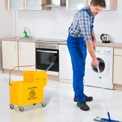 HOMCOM Putzwagen Mit Presse Gelb 63 X 27 X 67 Cm (LxBxH) | Wischwagen Reinigungseimer Putzeimer Mit Rollen -KALDEWEI-Shop 8600336600 720 002 prod 004