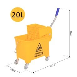 HOMCOM Putzwagen Mit Presse Gelb 63 X 27 X 67 Cm (LxBxH) | Wischwagen Reinigungseimer Putzeimer Mit Rollen -KALDEWEI-Shop 8600336600 720 002 prod 005