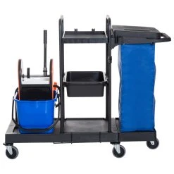 HOMCOM Putzwagen Mit 4 Leichtgängigen Rollen Schwarz, Blau, Orange 111x 63,3x 103 Cm (LxBxH) | Reinigungswagen Wischwagen Systemwagen Mit Rollen -KALDEWEI-Shop 8600336600 720 008 prod 006