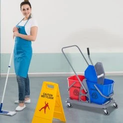 HOMCOM Wischwagen Mit 2 Eimern Blau, Rot 73 X 45 X 92 Cm (LxBxH) | Reinigungswagen Putzwagen Systemwagen Mit Rollen -KALDEWEI-Shop 8600336600 720 012 prod 003