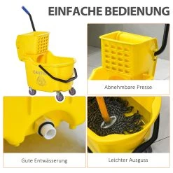 HOMCOM Wischwagen Mit Seitenpresse Gelb 60 X 36 X 84 Cm (BxTxH) | Reinigungswagen Putzwagen Systemwagen Mit Rollen 13 HOMCOM Wischwagen Mit Seitenpresse Gelb 60 X 36 X 84 Cm (BxTxH) | Reinigungswagen Putzwagen Systemwagen Mit Rollen -KALDEWEI-Shop 8600336600 720 022YL prod 006