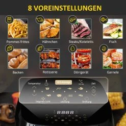 HOMCOM Luftfritteuse Mit Rutschfesten Böden, Mit Innenbeleuchtung Schwarz 32L X 35,6B X 37,9H Cm | Heißluftfritteuse Led-anzeige 8 Programmen -KALDEWEI-Shop 8600336600 800 121 prod 006