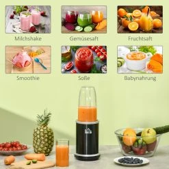 HOMCOM Standmixer Mit 2 Mixbechern Schwarz 13,5L X 13,5B X 37,5H Cm | Standmixer 1000w Mit 0 7l Und 0 35l Mixbecher 1000w Für Eis Obst -KALDEWEI-Shop 8600336600 800 131 prod 006