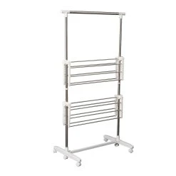 HOMCOM Turmwäscheständer Mit 2 Ebenen Silber (83-140) X 62 X 139 Cm (LxBxH) | Mobiler Wäschetrockner Wäscheturm Seitenflügel -KALDEWEI-Shop 8600336600 850 002 prod 002