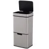 HOMCOM Abfalleimer Mit Sensor Silber 42 X 30 X 81 Cm (LxBxH) | Mülleimer 3 Faches Mülltrennsystem Kücheneimer