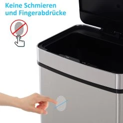 HOMCOM Abfalleimer Mit Sensor Silber 42 X 30 X 81 Cm (LxBxH) | Mülleimer 3 Faches Mülltrennsystem Kücheneimer -KALDEWEI-Shop 8600336600 851 018 prod 006