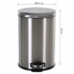 HOMCOM Kücheneimer Mit Inneneimer Silber, Schwarz 29,2 X 44 Cm (ØxH) | Abfalleimer Abfallsammler Treteimer Mülleimer -KALDEWEI-Shop 8600336600 851 021 prod 005