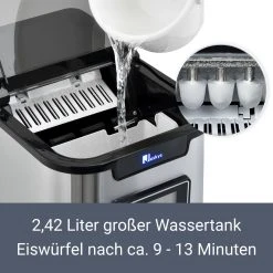 Juskys Eiswürfelmaschine MIM242L – 3 Eiswürfel Größen, Timer – Elektrischer Eiswürfelbereiter -KALDEWEI-Shop 8600348200 71008772 prod 004