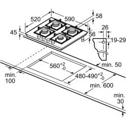 Bosch PPP6A2M90 Einbau Gaskochfeld Weiß Gas 60cm Autark Glas Kochfeld -KALDEWEI-Shop 8600349300 1938 prod 006