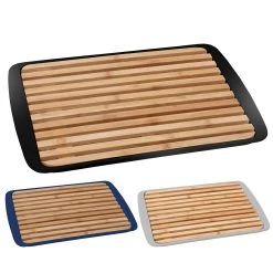 BRUNNER 2-in-1 Schneidebrett & Servier Tablett Platte Küchen Brett Holz 24x36cm Farbe: Grau