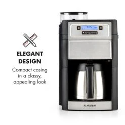 Klarstein Aromatica II Duo Kaffeemaschine, Integriertes Mahlwerk, 1,25 L Silber -KALDEWEI-Shop 8600359300 10715 prod 005