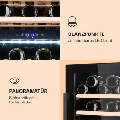 Klarstein Barossa 40 Duo Weinkühlschrank 2 Zonen 41 Flaschen Glastür Touch LED -KALDEWEI-Shop 8600359300 11482 prod 003
