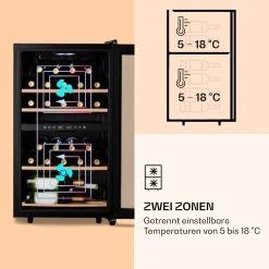 Klarstein Barossa 34 Duo Weinkühlschrank 34 Flaschen 80 Liter 2 Zonen Touch-Steuerung -KALDEWEI-Shop 8600359300 11484 prod 004
