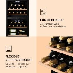 Klarstein Barossa 34 Duo Weinkühlschrank 34 Flaschen 80 Liter 2 Zonen Touch-Steuerung -KALDEWEI-Shop 8600359300 11484 prod 005