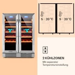 Klarstein Vinovilla 43 Built-In Duo Zweizonen-Weinkühlschrank 129l 43 Fl. 3-Farben Glastür -KALDEWEI-Shop 8600359300 11499 prod 004