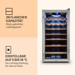 Klarstein Vivo Vino Weinkühlschrank 52 Liter 18 Flaschen LED Schwarz -KALDEWEI-Shop 8600359300 11539 prod 003