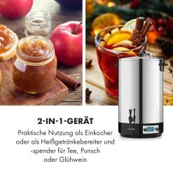Klarstein KonfiStar 40 Digital Einkochautomat Getränkespender 2500W 40L 100°C 180min Edelstahl -KALDEWEI-Shop 8600359300 11558 prod 005